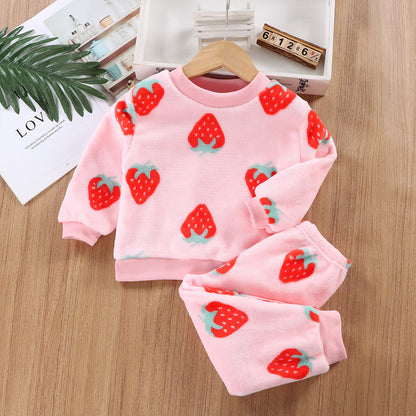 Kids Flannel Pajama Set - Cozy Thermal Lounge Wear for Boys & Girls | Winter Warm Fleece Sleepwear (2-10 Years)