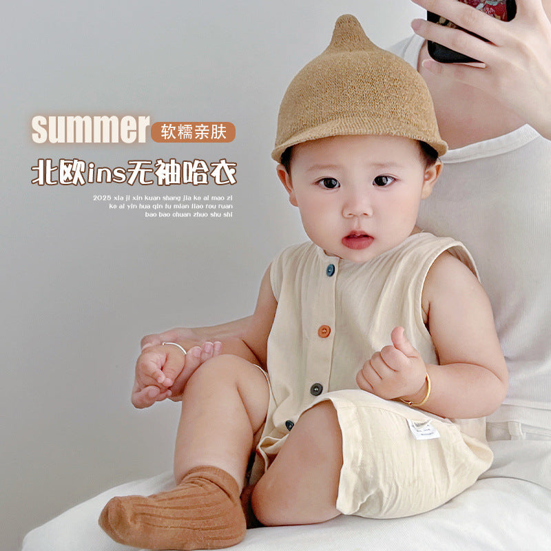 Organic Cotton Baby Romper - Breathable Sleeveless Jumpsuit for Boys & Girls | Soft Summer Outfit (0-24 Months)
