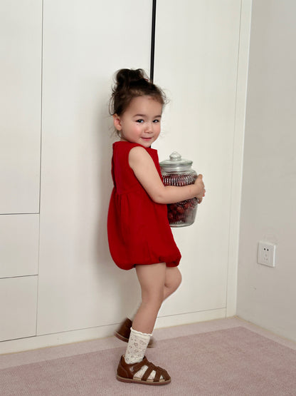 Panda Embroidery Baby Romper - 100% Linen Sleeveless Bodysuit for First Birthday & Photo Shoots (0-2 Years)