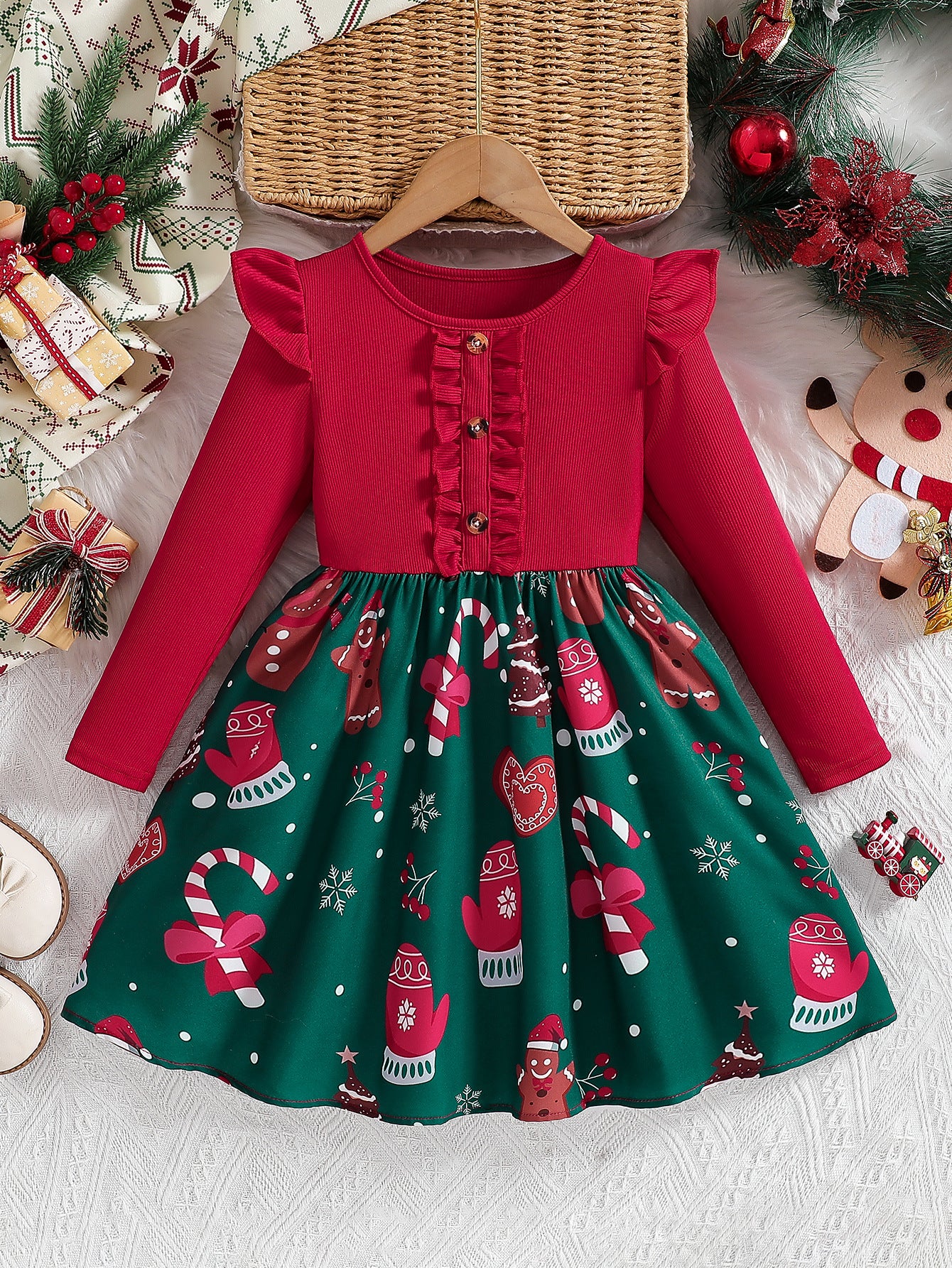 Girls Christmas Dress 2025 Floral Sleeveless Dress - Korean Style Princess Party Gown