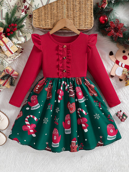 Girls Christmas Dress 2025 Floral Sleeveless Dress - Korean Style Princess Party Gown