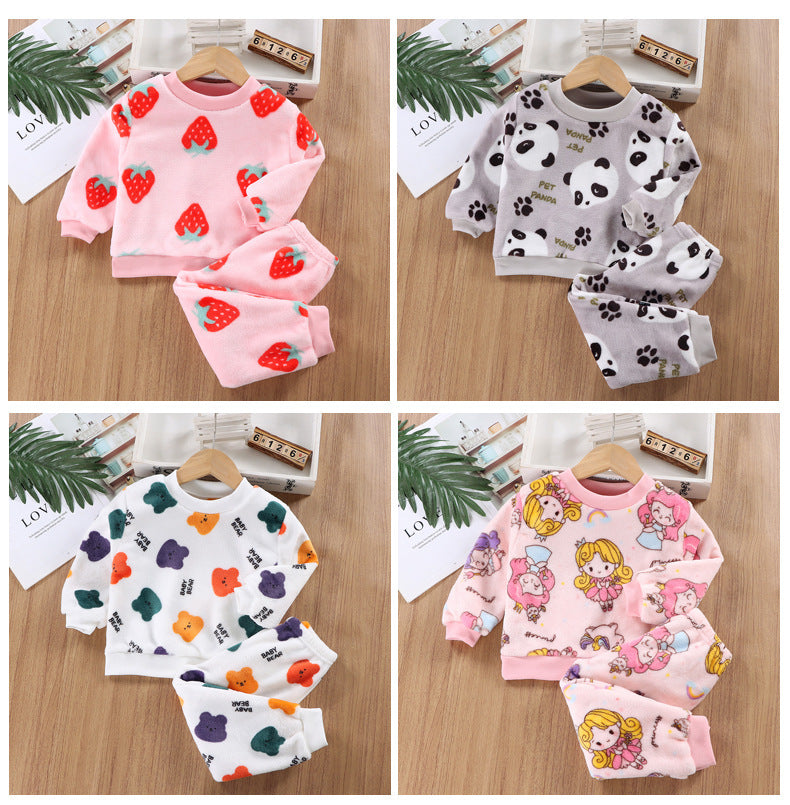 Kids Flannel Pajama Set - Cozy Thermal Lounge Wear for Boys & Girls | Winter Warm Fleece Sleepwear (2-10 Years)