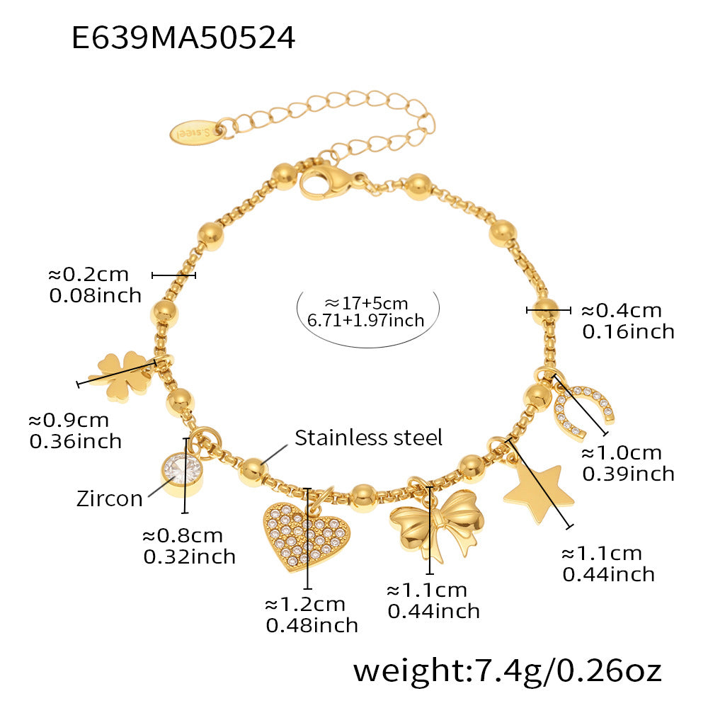 OMAIKA 5A Zircon Multi-element DIY Bracelet fashion European and American Anklet Stainless Steel Furnace Vacuum Electroplating Jewelry