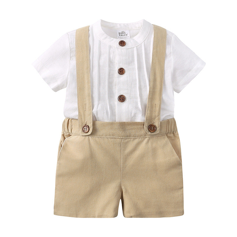 Baby Boy First Birthday Outfit - British Style 2-Piece Cotton Linen Suit for Christening, Baptism, Photo Shoot (1-3 Years)
