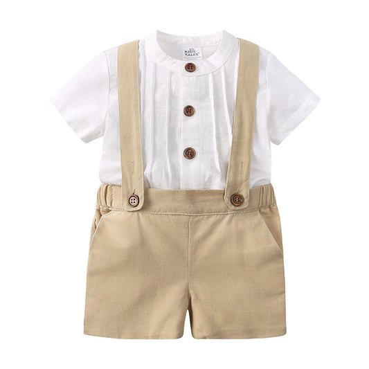 Baby Boy First Birthday Outfit - British Style 2-Piece Cotton Linen Suit for Christening, Baptism, Photo Shoot (1-3 Years)