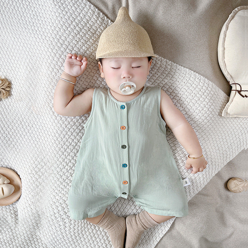 Organic Cotton Baby Romper - Breathable Sleeveless Jumpsuit for Boys & Girls | Soft Summer Outfit (0-24 Months)