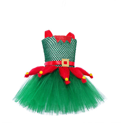 Girls Christmas Party Dress - Stage Performance Tutu Princess Gown for Holiday Events