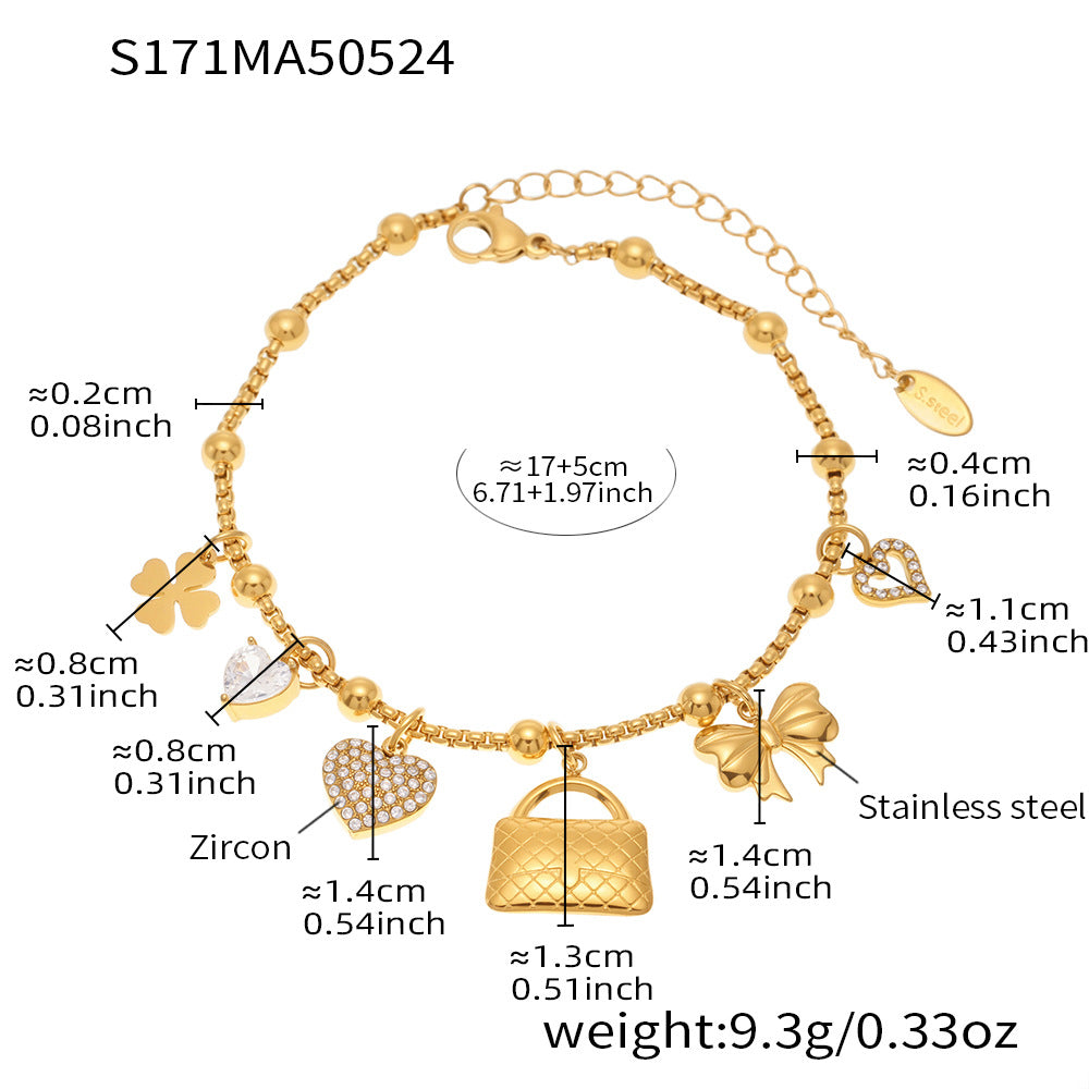 OMAIKA 5A Zircon Multi-element DIY Bracelet fashion European and American Anklet Stainless Steel Furnace Vacuum Electroplating Jewelry