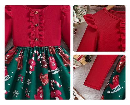 Girls Christmas Dress 2025 Floral Sleeveless Dress - Korean Style Princess Party Gown