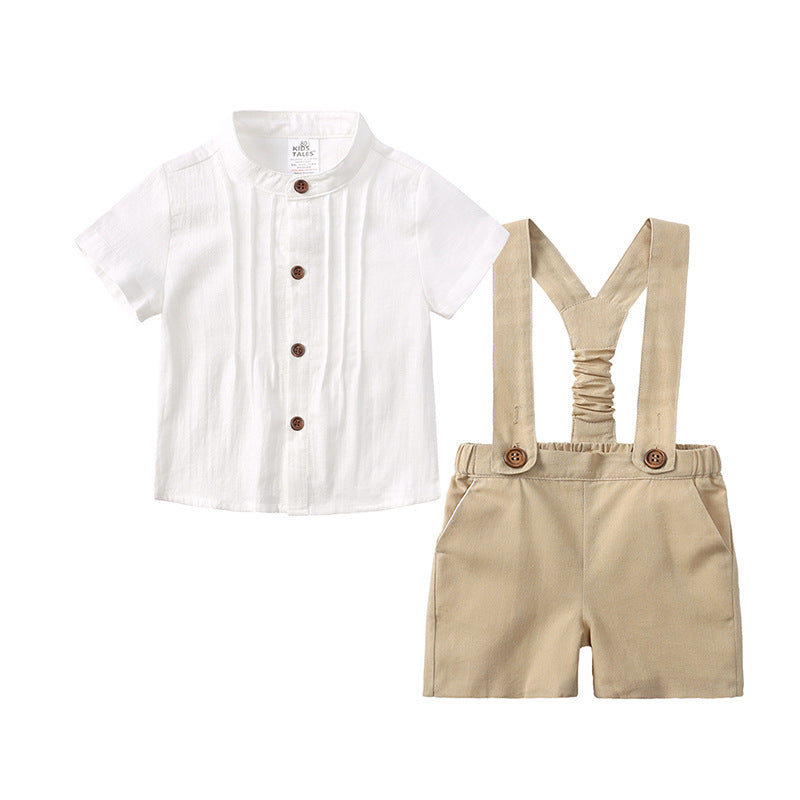 Baby Boy First Birthday Outfit - British Style 2-Piece Cotton Linen Suit for Christening, Baptism, Photo Shoot (1-3 Years)