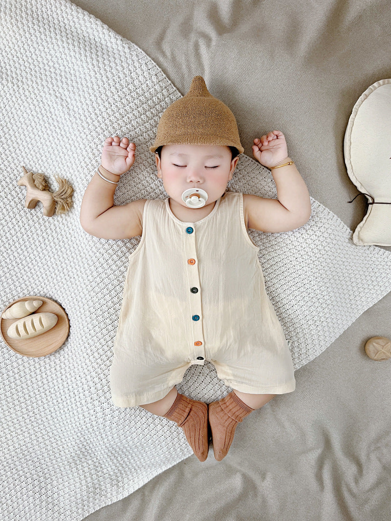 Organic Cotton Baby Romper - Breathable Sleeveless Jumpsuit for Boys & Girls | Soft Summer Outfit (0-24 Months)