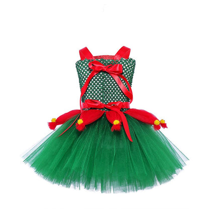 Girls Christmas Party Dress - Stage Performance Tutu Princess Gown for Holiday Events