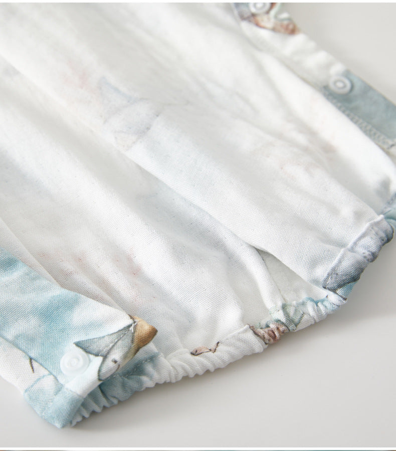 Baby Bamboo Romper - Organic Short Sleeve Onesie with Breathable Linen Blend for Newborn & Infant (0-12 Months)