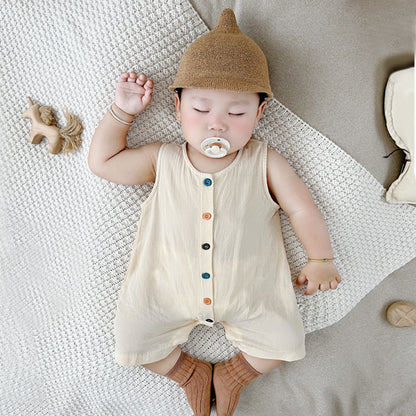Organic Cotton Baby Romper - Breathable Sleeveless Jumpsuit for Boys & Girls | Soft Summer Outfit (0-24 Months)