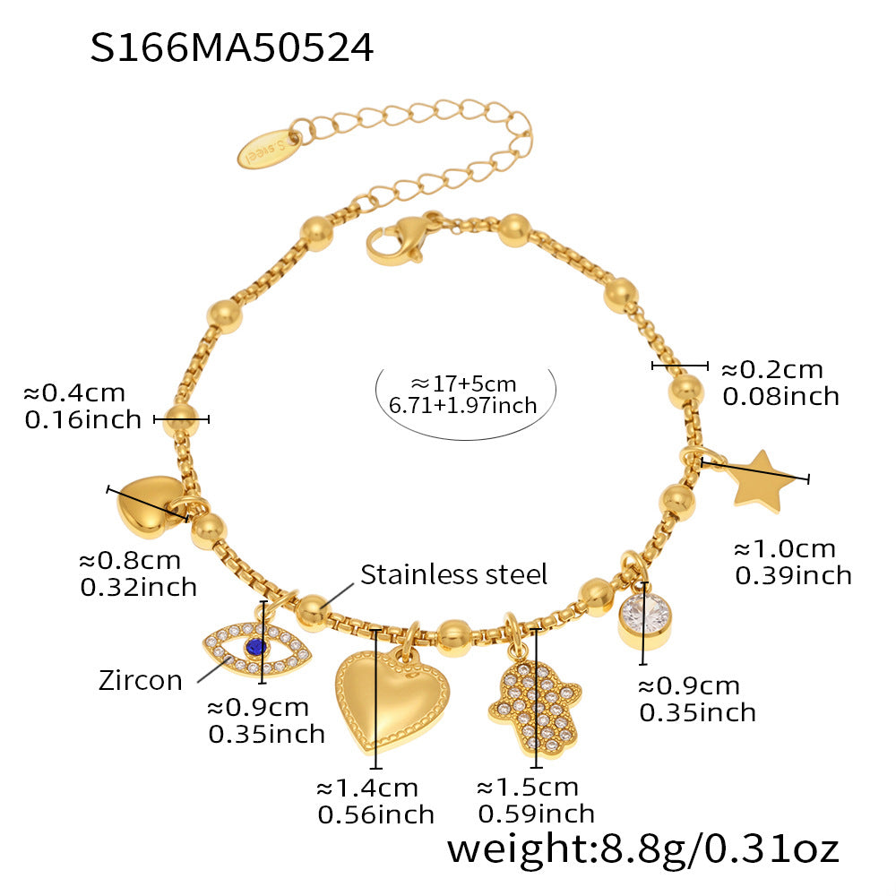 OMAIKA 5A Zircon Multi-element DIY Bracelet fashion European and American Anklet Stainless Steel Furnace Vacuum Electroplating Jewelry