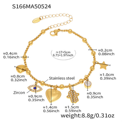 OMAIKA 5A Zircon Multi-element DIY Bracelet fashion European and American Anklet Stainless Steel Furnace Vacuum Electroplating Jewelry