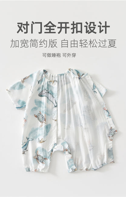 Baby Bamboo Romper - Organic Short Sleeve Onesie with Breathable Linen Blend for Newborn & Infant (0-12 Months)