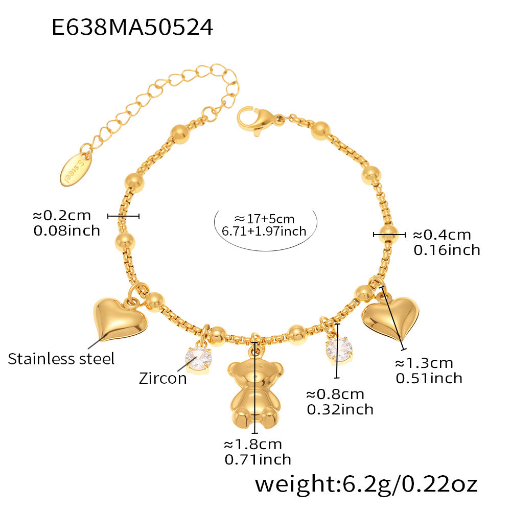 OMAIKA 5A Zircon Multi-element DIY Bracelet fashion European and American Anklet Stainless Steel Furnace Vacuum Electroplating Jewelry