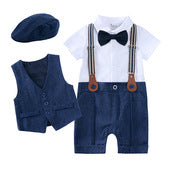 Baby Boy First Birthday Outfit - British Style 2-Piece Cotton Linen Suit for Christening, Baptism, Photo Shoot (1-3 Years)