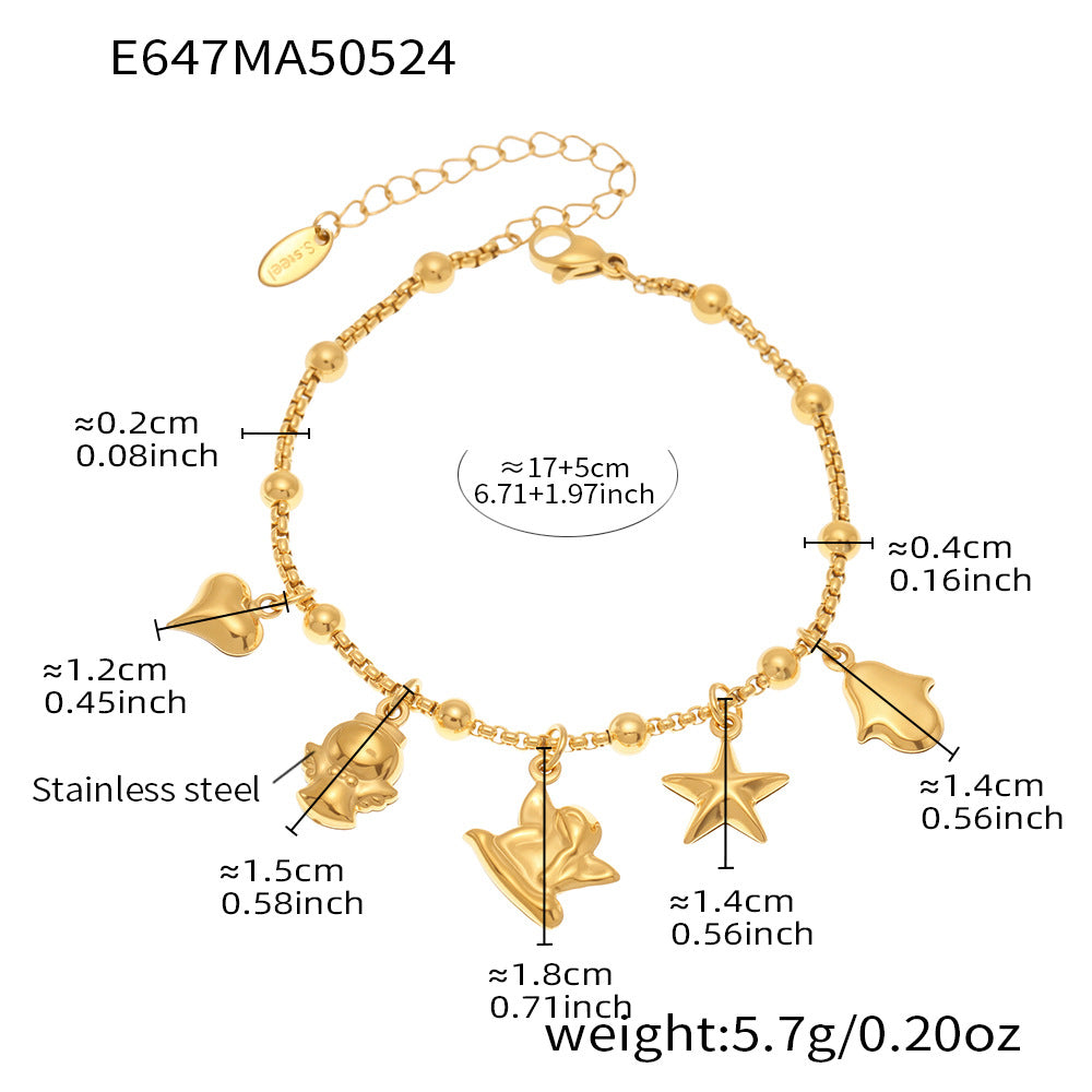 OMAIKA 5A Zircon Multi-element DIY Bracelet fashion European and American Anklet Stainless Steel Furnace Vacuum Electroplating Jewelry