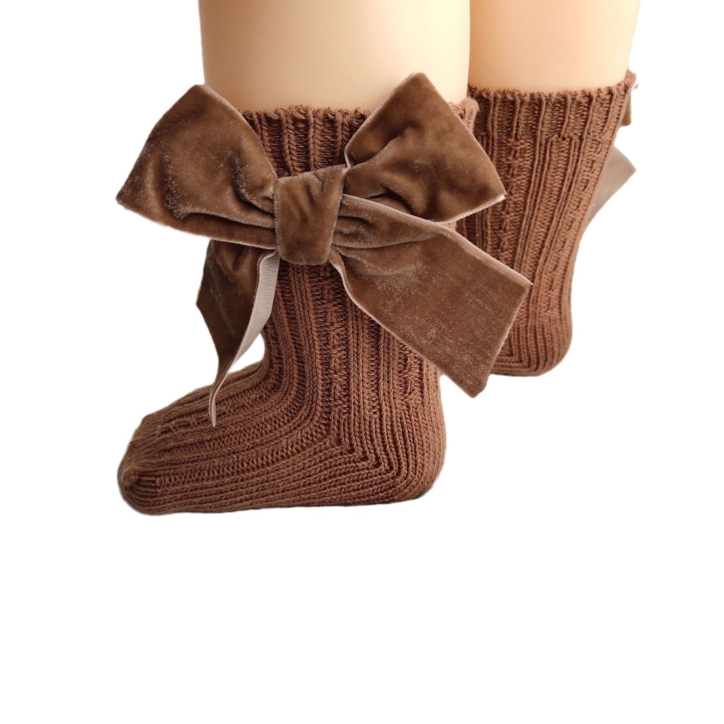 ins Children's Spanish Style Socks Autumn Winter New Large Bow Knitted Baby Socks Pure Color Mid-Calf Socks