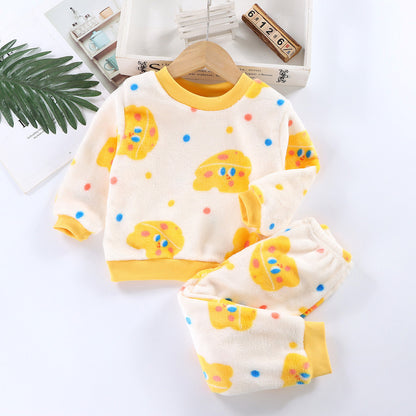 Kids Flannel Pajama Set - Cozy Thermal Lounge Wear for Boys & Girls | Winter Warm Fleece Sleepwear (2-10 Years)