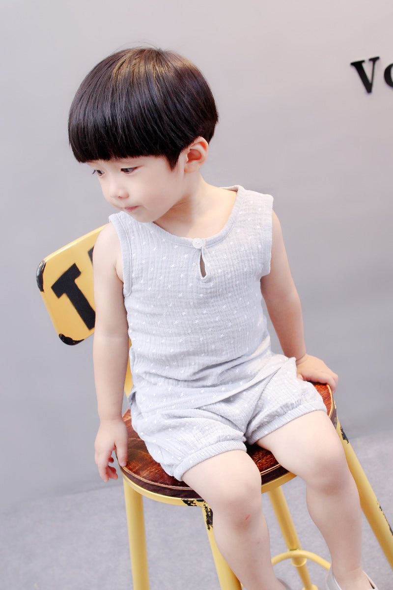 Tang Dynasty Baby Outfit - Organic Cotton Sleeveless Vest & Shorts Set for Newborn Photography, First Birthday Photo Shoot (0-3 Years)