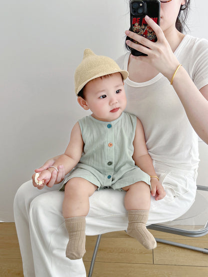 Organic Cotton Baby Romper - Breathable Sleeveless Jumpsuit for Boys & Girls | Soft Summer Outfit (0-24 Months)