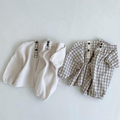 Organic Cotton Linen Baby Set - Breathable 2-Piece Outfit for Babies & Toddlers 6M-3Y, Casual Everyday Spring Summer Clothes