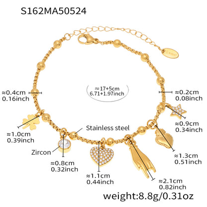 OMAIKA 5A Zircon Multi-element DIY Bracelet fashion European and American Anklet Stainless Steel Furnace Vacuum Electroplating Jewelry