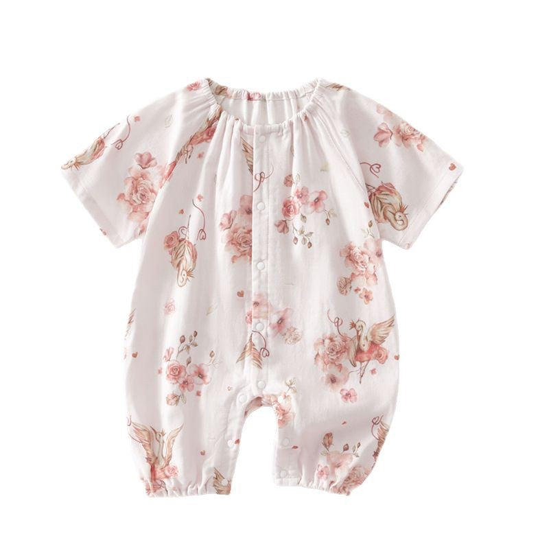 Baby Bamboo Romper - Organic Short Sleeve Onesie with Breathable Linen Blend for Newborn & Infant (0-12 Months)
