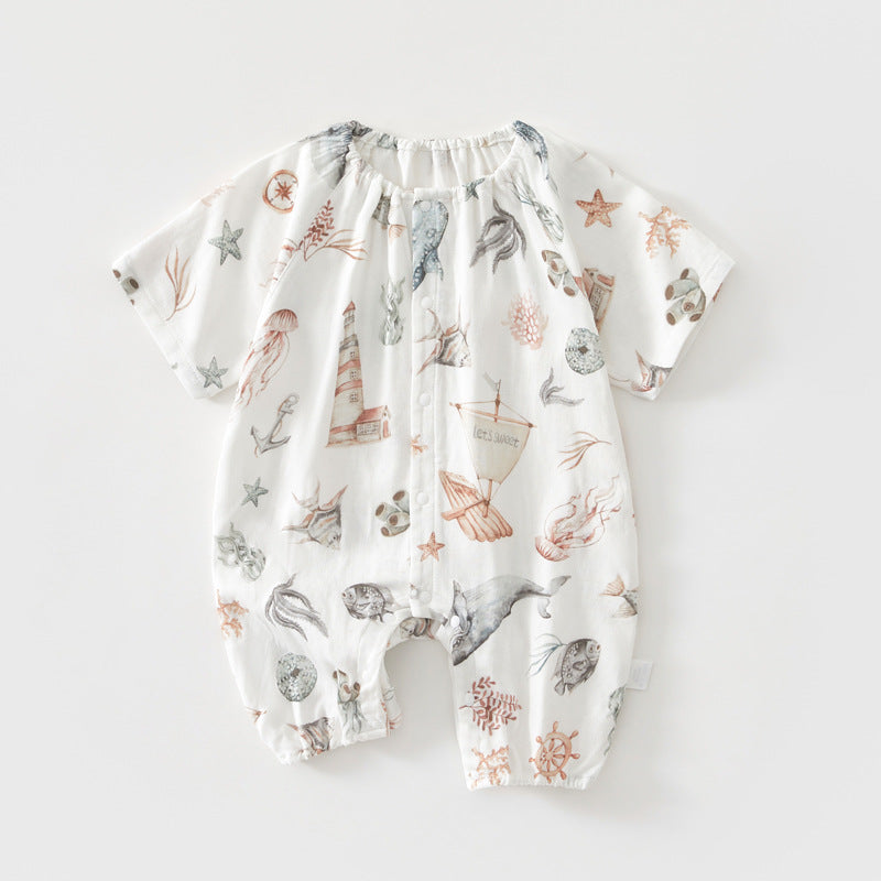 Baby Bamboo Romper - Organic Short Sleeve Onesie with Breathable Linen Blend for Newborn & Infant (0-12 Months)