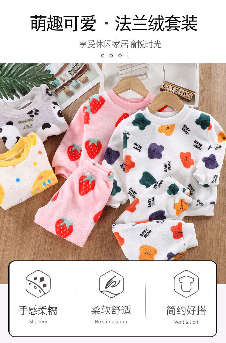 Kids Flannel Pajama Set - Cozy Thermal Lounge Wear for Boys & Girls | Winter Warm Fleece Sleepwear (2-10 Years)